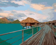 Zuty - Painting by Numbers - Maldives - Houses (Dennis Frates), 40X50 Cm, Canvas - Painting by Numbers