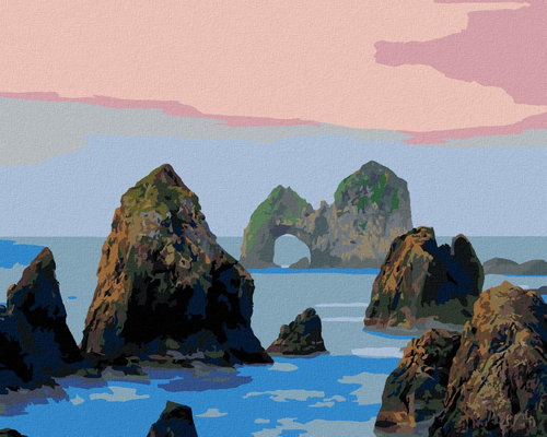 Zuty - Painting By Numbers - Rocks In The Sea (Dennis Frates), 40X50 Cm, Canvas - Painting by Numbers - Main image