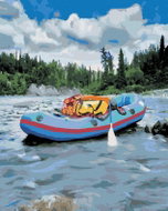 Zuty - Painting by Numbers - Boat on the River (Dennis Frates), 40X50 Cm, Canvas+Frame - Painting by Numbers