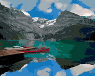 Zuty - Painting by Numbers - Boats on the Lake (Dennis Frates), 80X100 Cm, Canvas+Frame - Painting by Numbers
