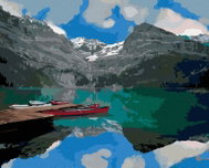 Zuty - Painting by Numbers - Boats on the Lake (Dennis Frates), 40X50 Cm, Canvas - Painting by Numbers
