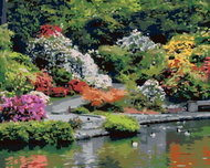 Zuty - Painting by Numbers - Garden by the Lake (Dennis Frates), 40X50 Cm, Canvas+Frame - Painting by Numbers