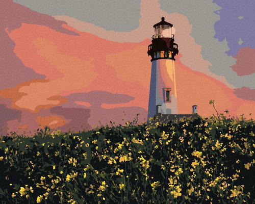 Zuty - Painting by Numbers - Lighthouse on the Meadow (Dennis Frates), 80X100 Cm, Canvas+Frame - Painting by Numbers - Main image