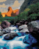 Zuty - Painting by Numbers - Boulders in a Stream (Dennis Frates), 40X50 Cm, Canvas - Painting by Numbers