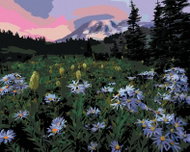 Zuty - Painting by Numbers - Purple Flowers at the Foot of the Mountain (Dennis Frates), 40X50 Cm, C - Painting by Numbers
