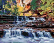 Zuty - Painting by Numbers - Small Waterfalls in the Forest (Dennis Frates), 40X50 Cm, Canvas+Frame - Painting by Numbers