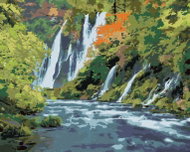 Zuty - Painting by Numbers - Waterfalls in the Forest (Dennis Frates), 40X50 Cm, Canvas+Frame - Painting by Numbers