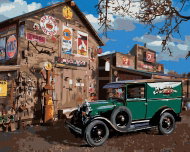 Zuty - Painting By Numbers - Veteran Car At The Barn (Dennis Frates), 40X50 Cm, Canvas - Painting by Numbers