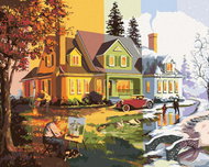 Zuty - Painting by Numbers - House And Seasons (D. Rusty Rust), 80X100 Cm, Canvas+Frame - Painting by Numbers