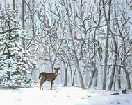 Zuty - Painting by Numbers - Deer And Snow Trees (D. Rusty Rust), 80X100 Cm, Canvas+Frame - Painting by Numbers