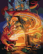Zuty - Painting by Numbers - Dragon And Castle (D. Rusty Rust), 40X50 Cm, Canvas - Painting by Numbers