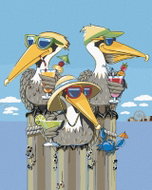 Zuty - Painting by Numbers - Pelicans on the Beach (Mardell Schuster), 80X100 Cm, Canvas - Painting by Numbers