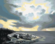 Zuty - Painting By Numbers - Alligator By Water And Clouds (D. Rusty Rust), 40X50 Cm, Canvas+Frame - Painting by Numbers