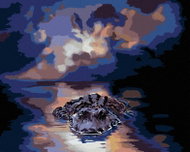 Zuty - Painting by Numbers - Alligator In Water And The Moon (D. Rusty Rust), 40X50 Cm, Canvas - Painting by Numbers
