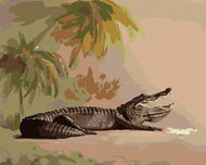 Zuty - Painting By Numbers - Reclining Alligators And Palm Trees (D. Rusty Rust), 40X50 Cm, Canvas+F - Painting by Numbers