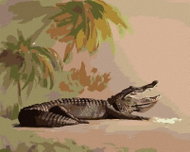 Zuty - Painting by Numbers - Reclining Alligators And Palm Trees (D. Rusty Rust), 40X50 Cm, Canvas - Painting by Numbers