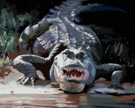 Zuty - Painting by Numbers - Alligator With Open Mouth Near Water (D. Rusty Rust), 40X50 Cm, Canvas+ - Painting by Numbers