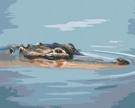 Zuty - Painting By Numbers - Alligator Head Floating In Water (D. Rusty Rust), 80X100 Cm, Canvas+Fra - Painting by Numbers