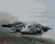 Zuty - Painting by Numbers - Alligator Lying by the Water Iv (D. Rusty Rust), 40X50 Cm, Canvas+Frame - Painting by Numbers