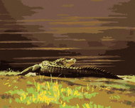 Zuty - Painting by Numbers - Alligator Lying by the Water Iii (D. Rusty Rust), 40X50 Cm, Canvas+Fram - Painting by Numbers