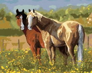 Zuty - Painting By Numbers - Horses In Flowers (Victoria Schultz), 80X100 Cm, Canvas - Painting by Numbers