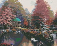 Zuty - Painting By Numbers - Gazebo In The Park And Lake With Swans (Northern Promotions), 80X100 Cm - Painting by Numbers