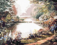 Zuty - Painting by Numbers - Pond, Trees And Flowers (Northern Promotions), 40X50 Cm, Canvas+Frame - Painting by Numbers