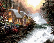 Zuty - Painting by Numbers - House by the River's Edge (Northern Promotions), 40X50 Cm, Canvas+Frame - Painting by Numbers