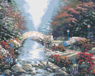 Zuty - Painting by Numbers - Bridge Over River, Forest And Flowers (Northern Promotions), 80X100 Cm, - Painting by Numbers