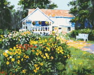 Zuty - Painting by Numbers - White House And Garden With Flowers (Northern Promotions), 40X50 Cm, Ca - Painting by Numbers