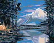 Zuty - Painting By Numbers - Eagle, River And Mountains (Northern Promotions), 40X50 Cm, Canvas - Painting by Numbers