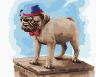Zuty - Painting by Numbers - Pug With Red Bow Tie And Blue Hat (Larry Hersberger), 80X100 Cm, P - Painting by Numbers