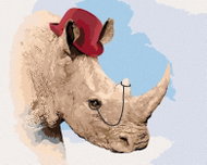 Zuty - Painting by Numbers - Rhinoceros With Red Cap And Monocle (Larry Hersberger), 80X100 Cm, - Painting by Numbers