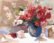 Zuty - Painting by Numbers - White And Red Flowers In A Vase (Judy Buswell), 80X100 Cm, Canvas - Painting by Numbers