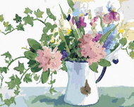 Zuty - Painting by Numbers - Flowers And Ivy In A Teapot (Judy Buswell), 80X100 Cm, Canvas - Painting by Numbers