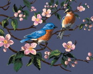 Zuty - Painting by Numbers - Birds on a Flowering Branch (James Meger), 80X100 Cm, Canvas - Painting by Numbers