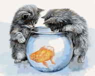Zuty - Painting by Numbers - Kittens at the Aquarium and the Golden Fish (Jim Killen), 80X100 Cm, Ca - Painting by Numbers