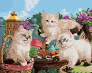 Zuty - Painting by Numbers - Kittens and Tea Breather (Image World-Rc), 80X100 Cm, Canvas - Painting by Numbers