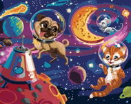 Zuty - Painting by Numbers - Cartoon Dog, Cat And Mouse In Space (Image World-Ap), 40X50 Cm, Canvas - Painting by Numbers