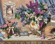 Zuty - Painting by Numbers - Hydrangea in a Vase and Jewels (Image World-Ap), 40X50 Cm, Canvas - Painting by Numbers