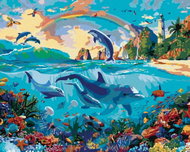 Zuty - Painting by Numbers - Dolphins In The Sea (Image World-Ap), 40X50 Cm, Canvas - Painting by Numbers