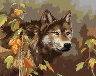 Zuty - Painting By Numbers - Wolf And Leaves (James Hautman), 80X100 Cm, Canvas - Painting by Numbers