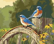 Zuty - Painting by Numbers - A Peregrine Bird on a Wooden Wheel and Golden Flowers (James Hautman),  - Painting by Numbers