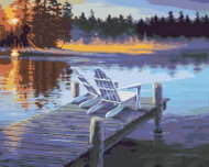 Zuty - Painting by Numbers - Sunrise and Chair on the Pier (Darrell Bush), 80X100 Cm, Canvas - Painting by Numbers