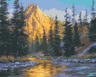 Zuty - Painting by Numbers - Sunrise, River And Mountains (Darrell Bush), 40X50 Cm, Canvas+Frame - Painting by Numbers