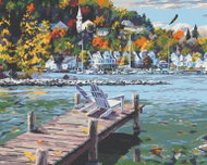 Zuty - Painting by Numbers - City by the Lake (Darrell Bush), 40X50 Cm, Canvas - Painting by Numbers