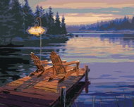 Zuty - Painting by Numbers - Chair on the Pier by the Lake (Darrell Bush), 40X50 Cm, Canvas - Painting by Numbers