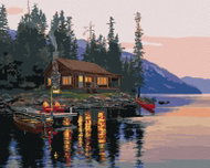 Zuty - Painting by Numbers - Cottage by the Lake (Darrell Bush), 40X50 Cm, Canvas+Frame - Painting by Numbers