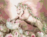 Zuty - Painting by Numbers - Unicorn And Roses (Carol Cavalaris), 80X100 Cm, Canvas - Painting by Numbers