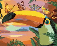 Zuty - Painting by Numbers - Toucan And Butterflies (Carol Cavalaris), 40X50 Cm, Canvas+Frame - Painting by Numbers